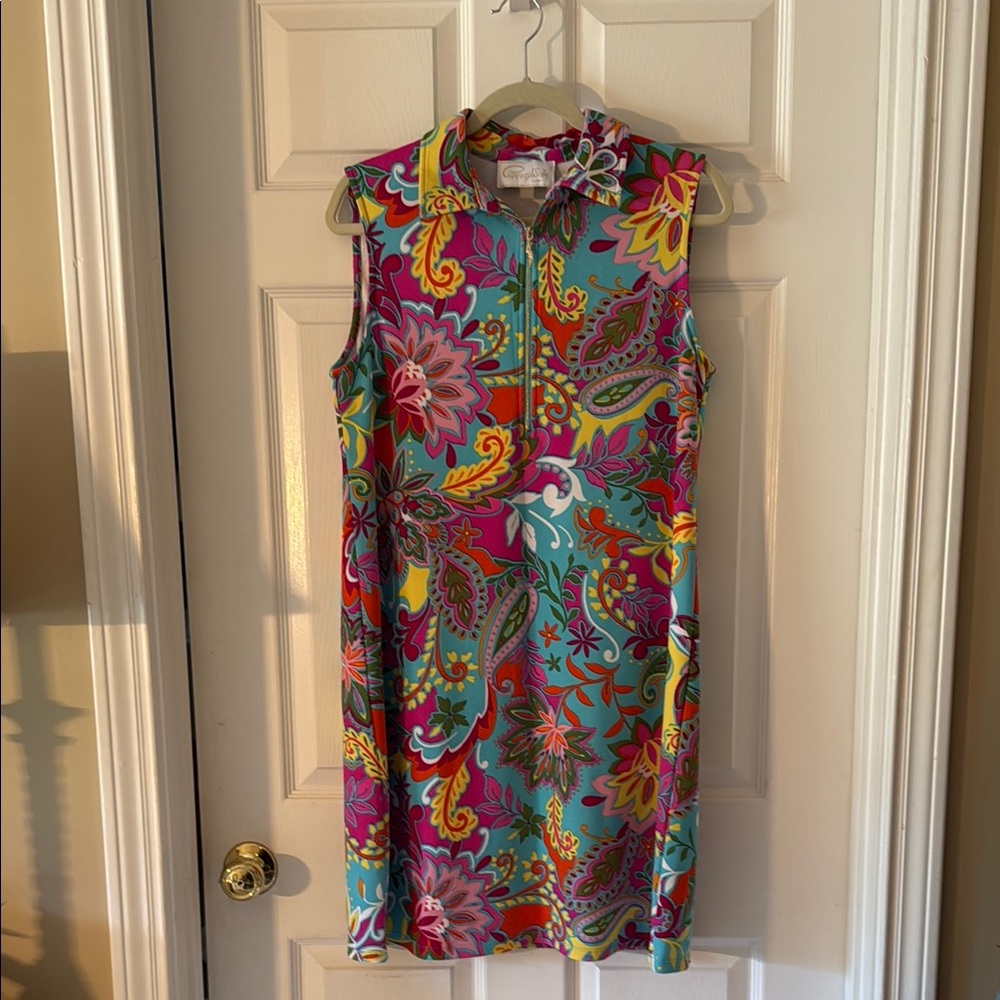 Blue Sleeveless Polo Collar Sundress